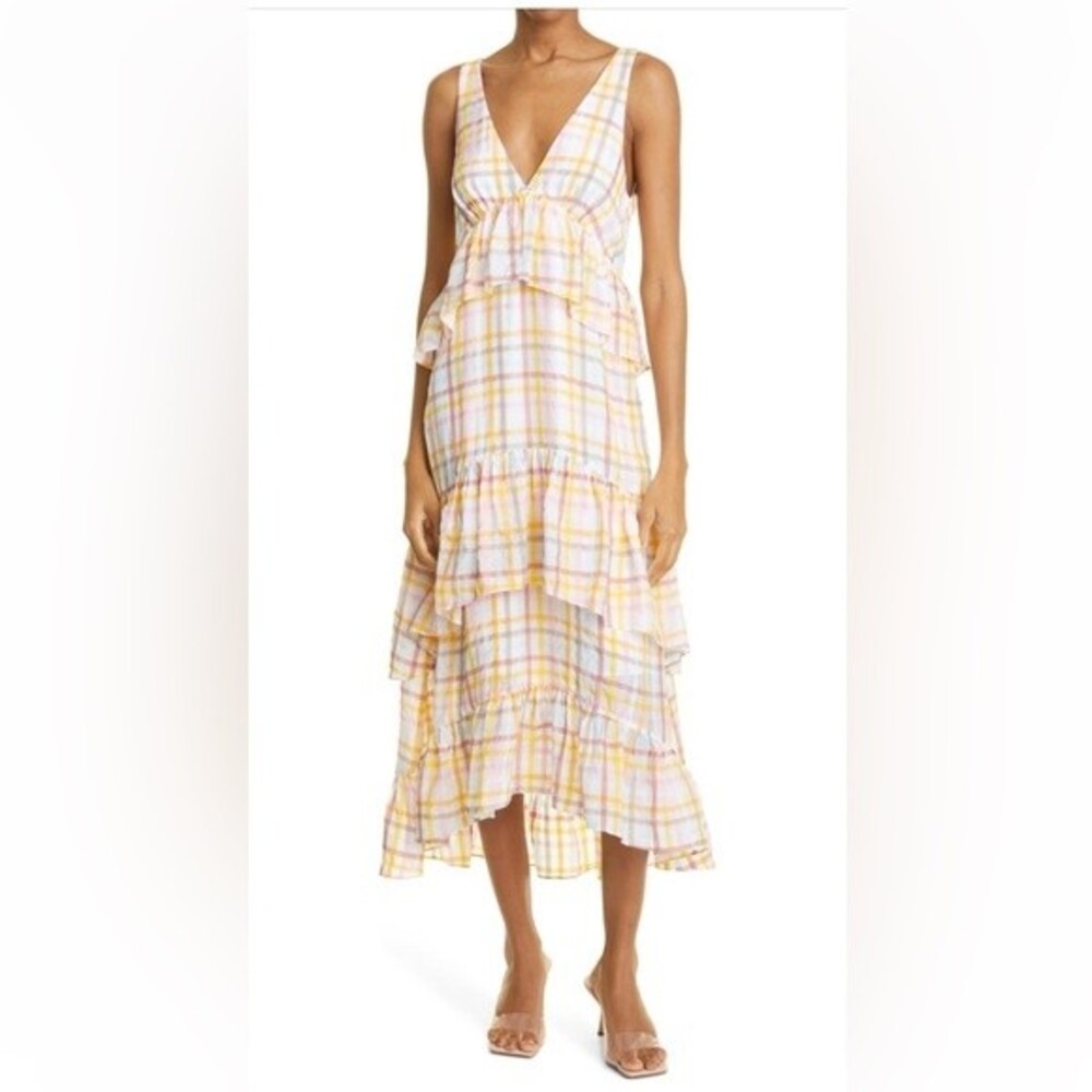 Cinq a Sept Astor Sleeveless Ruffle Tiered Maxi Dress 8